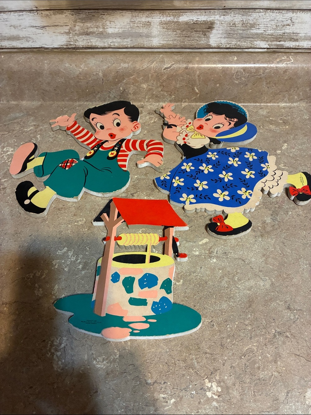 Vintage Style Blue & Green Kids Toy Wall Decorations - Set of 3